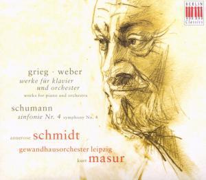 [중고] Kurt Masur /Greig : Piano Concerto Op.16, Weber : Concertante Piece for Piano and Orchesrta Op.79, Schumann : Symphony No.4 Op.120 (Digipack/수입/0184132bc)
