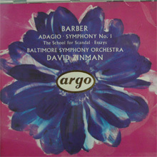 [중고] David Zinman / Barber : Adagio, Symphony No.1 (dd1142)